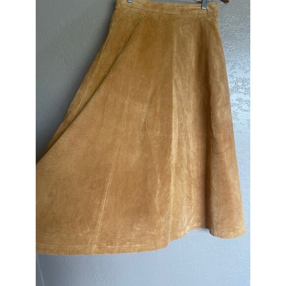1980s Hunt Club Cognac Long Suede Leather / Suede Boho Skirt - Picture 3 of 9